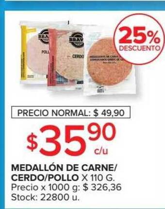 Carrefour Medallón De Carne / Cerdo / Pollo x 110g oferta
