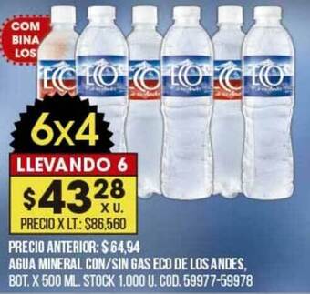 Coto Agua Mineral Con Sin Gas Eco De Los Andes oferta