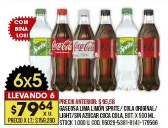 Coto Gaseosa Lima Limón Sprite Cola Original Light Sin Azúcar Coca Cola x 500ml oferta