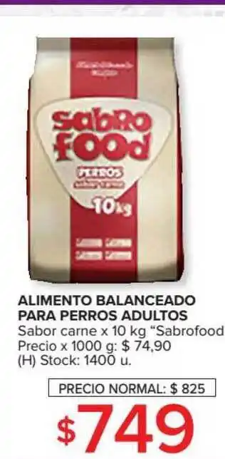 Carrefour Sabrofood Alimento Balanceado Para Perros Adultos Sabor Carne x 10kg oferta