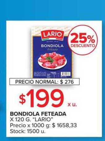 Carrefour Lario Bondiola Feteada x 120g oferta