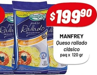 Almacor Manfrey Queso Rallado Clásico Paq x 120 gr oferta