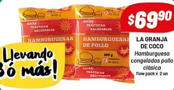 Almacor La Granja de Coco Hamburguesa Congeladas Pollo Clásica Flow Pack x 2 Un oferta