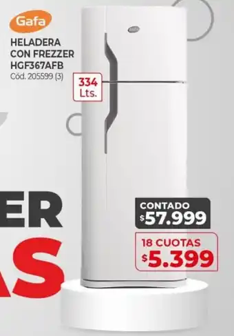 Naldo Lombardi Gafa Heladera Con Frezzer HGF367AFB 18 Cuotas oferta