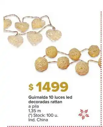 Carrefour Guirnalda 10 Luces Led Decoradas Rattan oferta