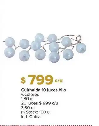 Carrefour Guirnalda 10 Luces Hilo V Colores 1.80 M 20 Luces oferta