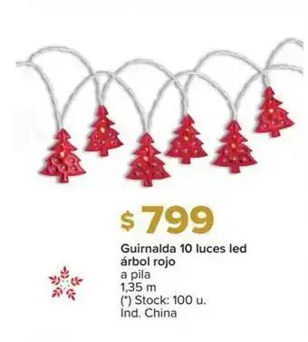 Carrefour Guirnalda 10 Luces Led árbol Rojo oferta