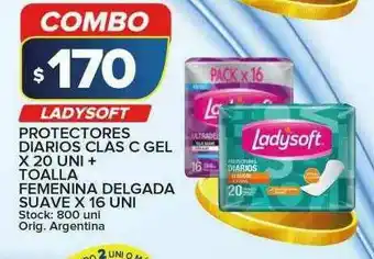 Carrefour Maxi Ladysoft Protectores Diarios Clas C Gel X 20 Uni + Toalla Femenina Delgada Suave oferta