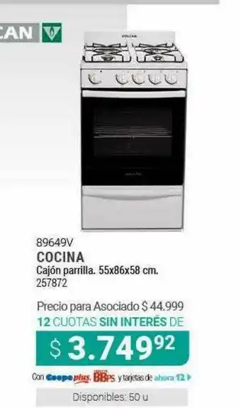 Cooperativa Obrera Cocina Cajón Parrilla oferta