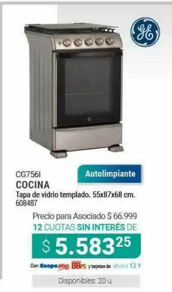 Cooperativa Obrera Cocina Tapa De Vidro Templado oferta