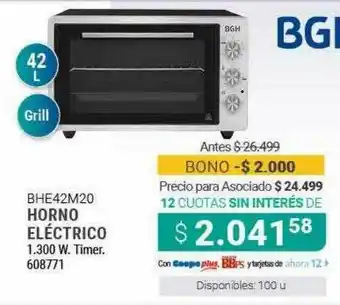 Cooperativa Obrera Horno Eléctrico Bgh oferta