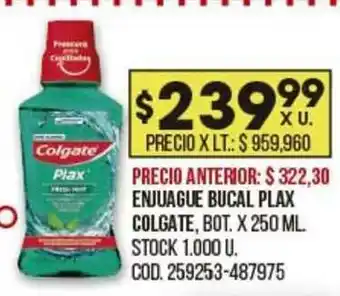 Coto Enjuague Bucal Plax Colgate oferta