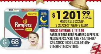 Coto Pañales Para Bebé Pampers Supersec Plus oferta