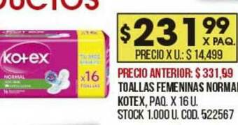 Coto Toallas Femeninas Normal Kotex oferta