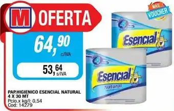 Maxiconsumo Pap.higienico Esencieal Natural 4 X 30 Mt oferta