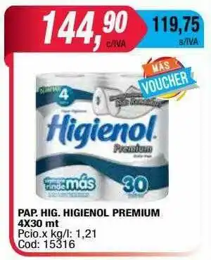 Maxiconsumo Pap.higienico Higienol Premium 4x30 Mt oferta