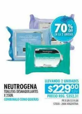 Neutrogena Toallitas Desmaquillantes 70% Off En La 2a Unidad