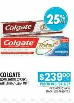 Pigmento Colgate Crema Dental Whitening Clean Mint oferta
