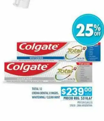 Pigmento Total 12 Crema Dental Whitening Clean Mint oferta