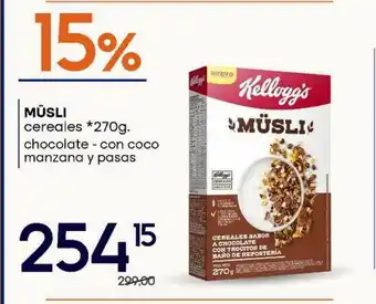 Müsli Cereales Chocolate - Con Coco Manzana Y Pasas