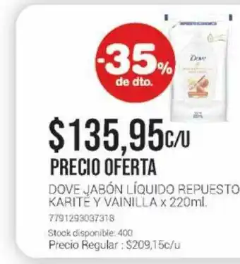 La Santé Dove Jabón Líquido Repuesto Karité Y Vainilla -35% De Dto. oferta
