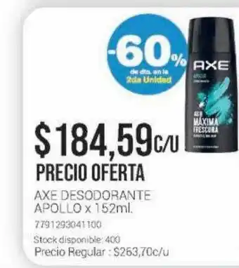 La Santé Axe Desodorante Apollo -60% De Dto. En La 2da Unidad oferta