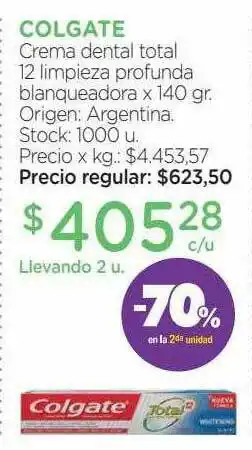 Farmacity Colgate Crema Dental Total 12 Limpieza Profunda Blanqueadora -70% En La 2da Unidad oferta