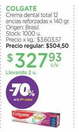 Farmacity Colgate Crema Dental Total 12 Encias Reforzadas -70% En La 2da Unidad oferta