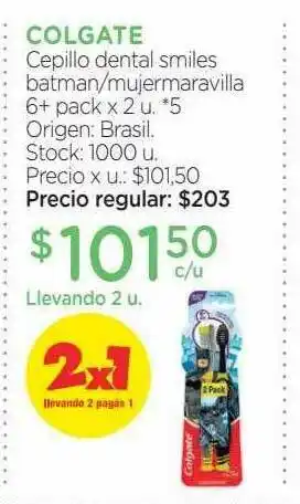 Farmacity Colgate Cepillo Dental Smiles Batman Mujermaravilla 6+pack oferta