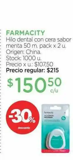 Farmacity Farmacity Hilo Dental Con Cera Sabor Menta -30% Descuento oferta