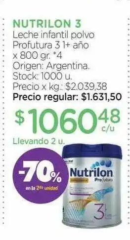 Farmacity Nutrilon 3 Leche Infantil Polvo Profutura 31+ Año -70% En La 2da Unidad oferta
