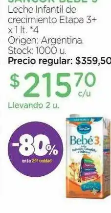 Farmacity Leche Infantil De Crecimiento Etapa 3+ -80% En La 2da Unidad oferta