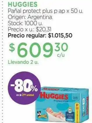 Farmacity Huggies Pañal Protect Plus P Ap -80% En La 2da Unidad oferta