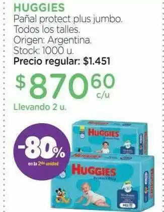 Farmacity Huggies Pañal Protect Plus Jumbo Todos Los Talles -80% En La 2da Unidad oferta