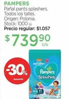 Farmacity Pampers Pañal Pants Splashers Todos Los Talles -30% Descuento oferta