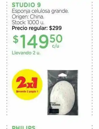 Farmacity Studio 9 Esponja Celulosa Grande oferta