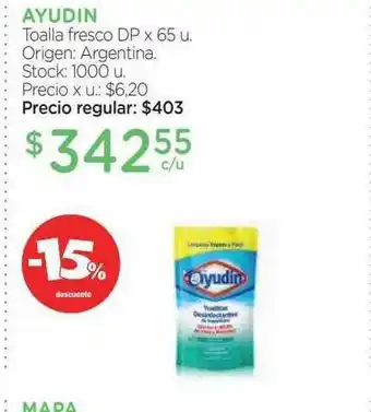 Farmacity Ayudin Toalla Fresco Dp -15% Descuento oferta