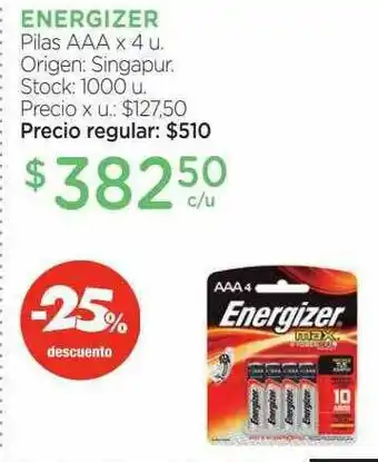 Farmacity Energizer Pilas Aaa -25% Descuento oferta
