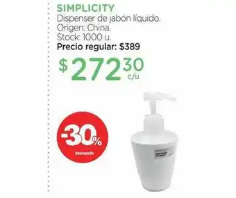 Farmacity Simplicity Dispenser De Jabón Liquido -30% Descuento oferta