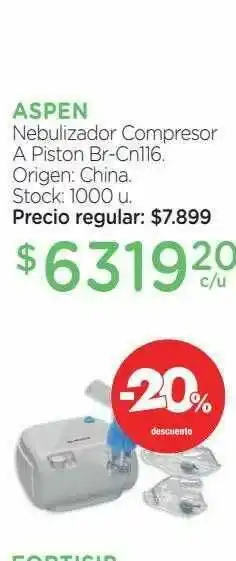 Farmacity Aspen Nebulizador Compresor A Piston Br-nc116 -20% Descuento oferta