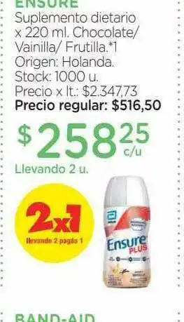 Farmacity Ensure Suplemento Dietario Chocolate Vainilla Frutilla oferta