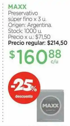 Farmacity Maxx Preservativo Super Fino -25% Descuento oferta