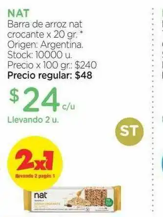 Farmacity Nat Barra De Arroz Nat Crocante oferta