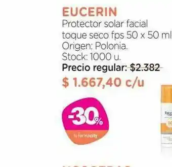 Farmacity Eucerin Protector Solar Facial Toque Seco Fps 50 oferta