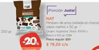 Farmacity Nat Minibars De Arroz Bañada En Chocolate Sabor Marroc oferta