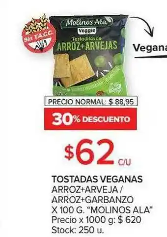 Carrefour Market Tostadas Veganas Arroz+arveja Arroz+garbanzo Molinos Ala 30% Descuento oferta