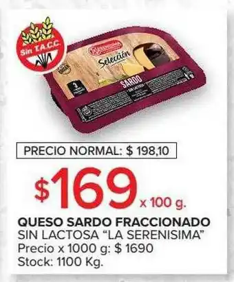Carrefour Market Queso Sardo Fraccionado La Serenisima oferta