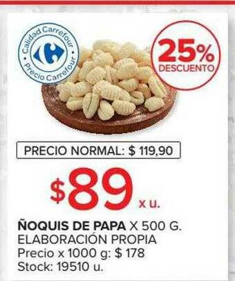 Carrefour Market ñoquis De Papa 25% Descuento oferta