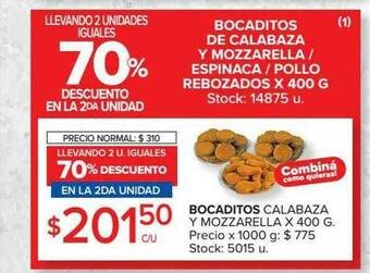 Carrefour Market Bocaditos Calabaza Y Mozzarella Llevando 2 U. Iguales 70% Descuento En La 2da Unidad oferta