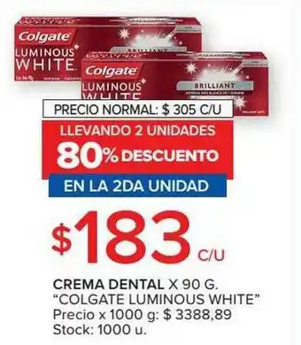 Crema Dental Colgate Luminous White Llevando 2 Unidad 80% Descuento En La 2da Unidad